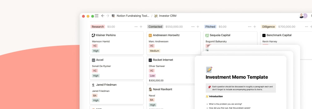 Welcome the brand new Notion Startup Fundraising Template!