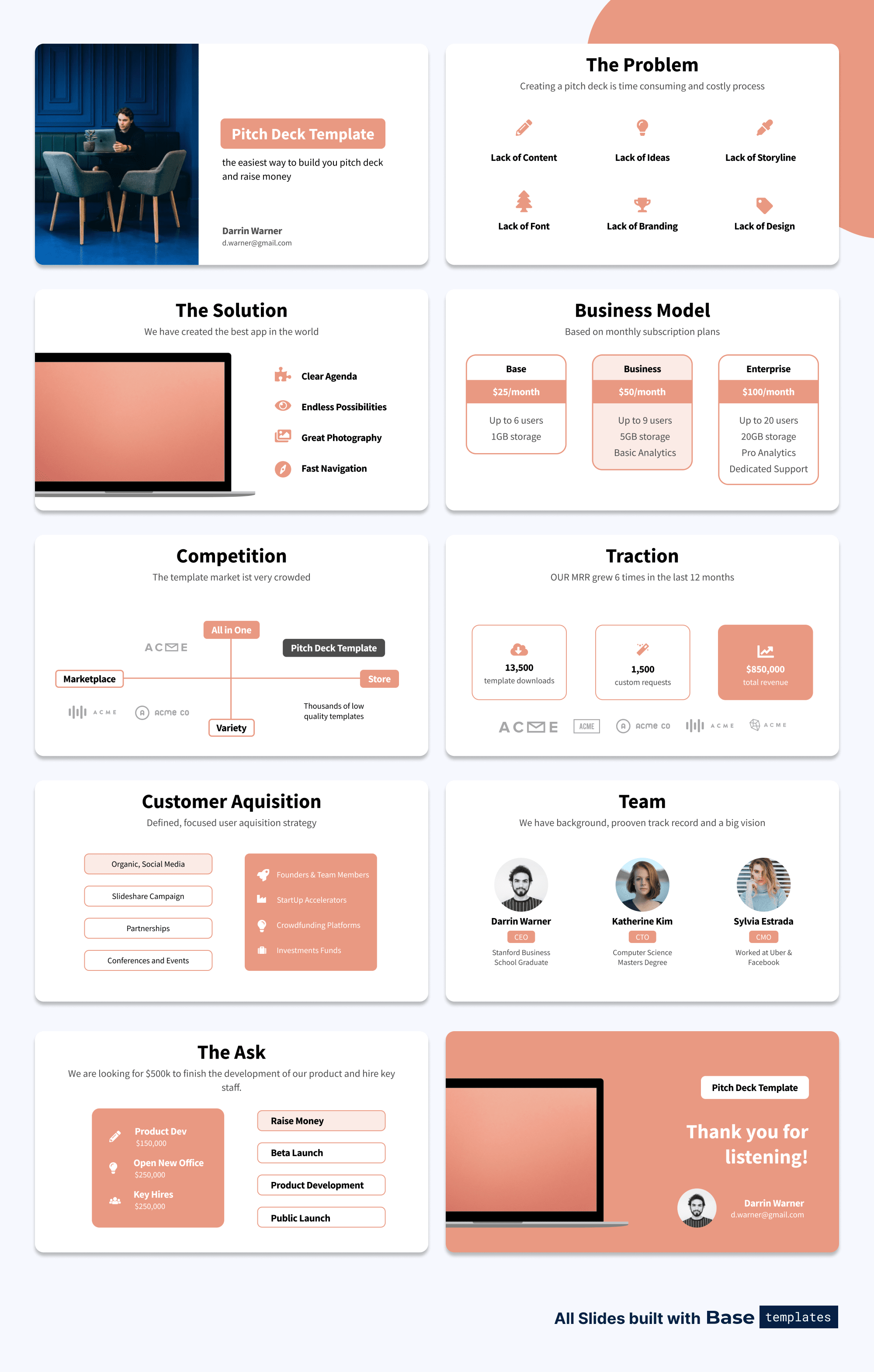 Set of SaaS Pitch Deck Slides