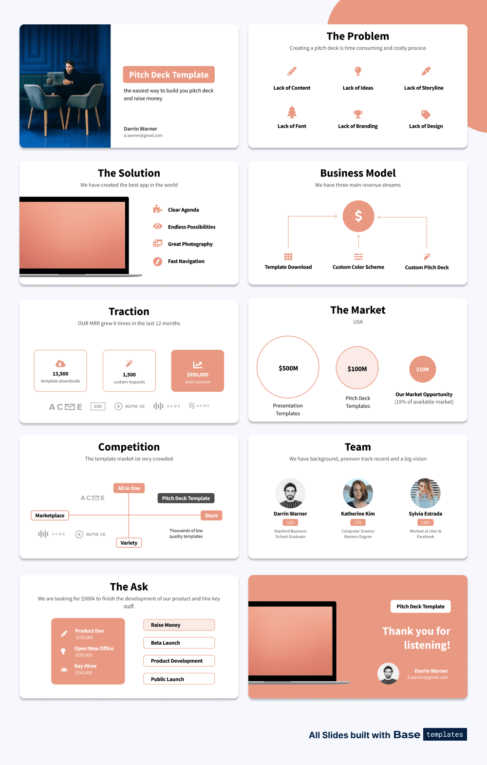 Set of EdTech Pitch Deck Slides