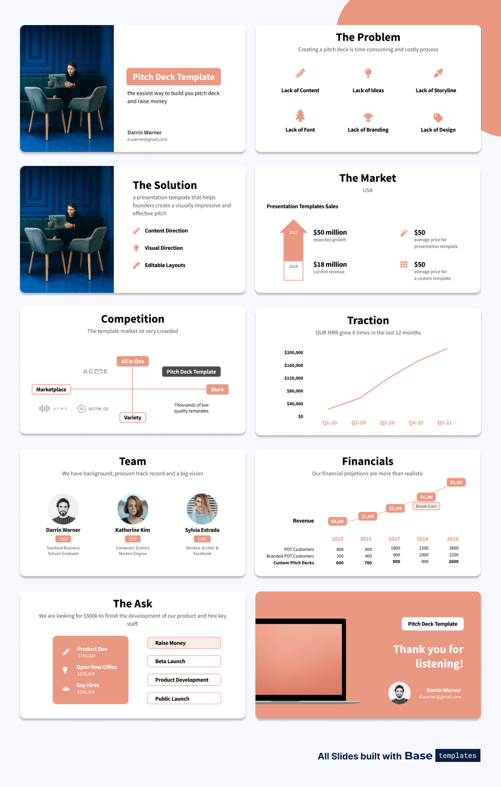 Set of Travel Pitch Deck Slides