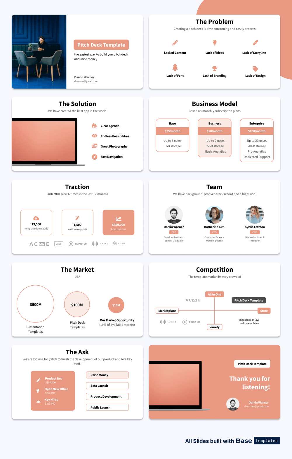 Set of PropTech Pitch Deck Slides