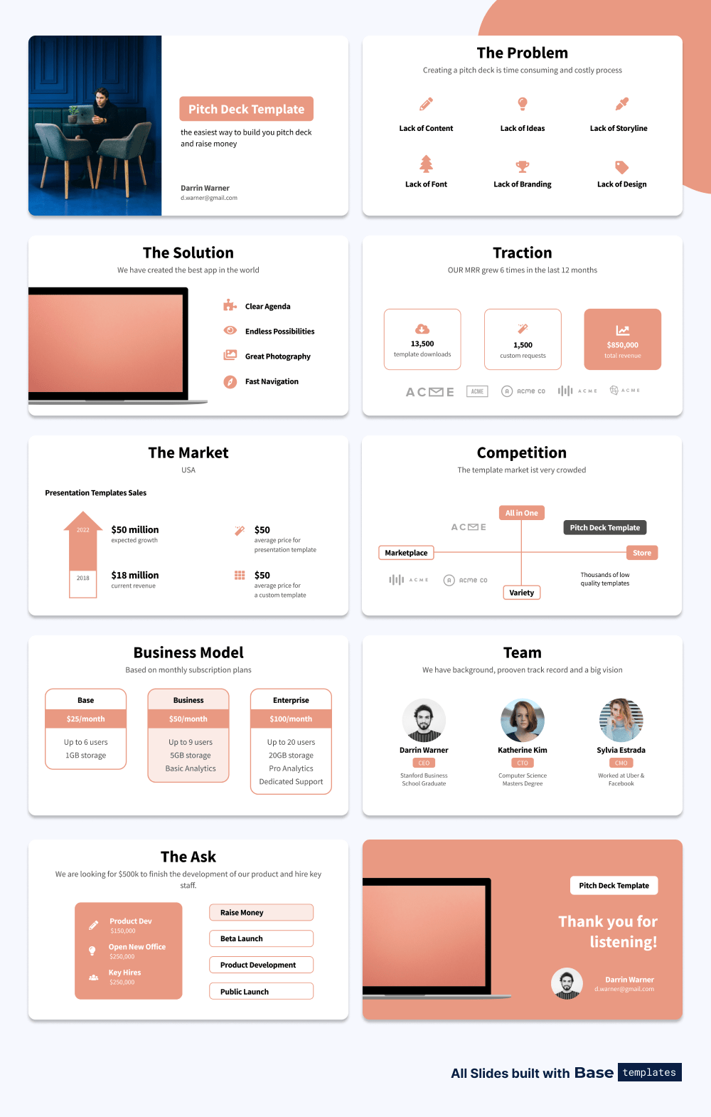 Set of FinTech Pitch Deck Slides